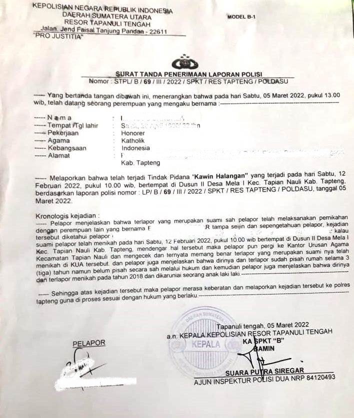 Guru SD Mengeluh Laporannya di Polres Tapteng Sudah 7 Bulan Tak Kunjung Tuntas