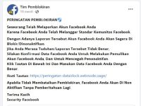 Waspada Jika Dapat Peringatan dari Tim Pemblokiran Facebook