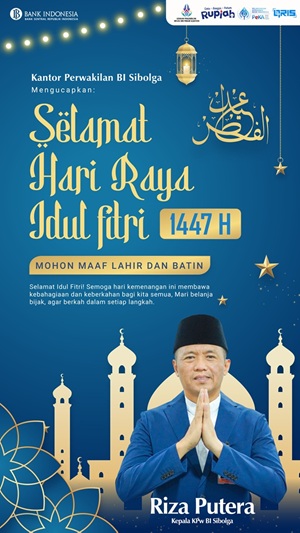 Banner Ucapan Selamat Idul Fitri BI Sibolga Riza Putera 2026